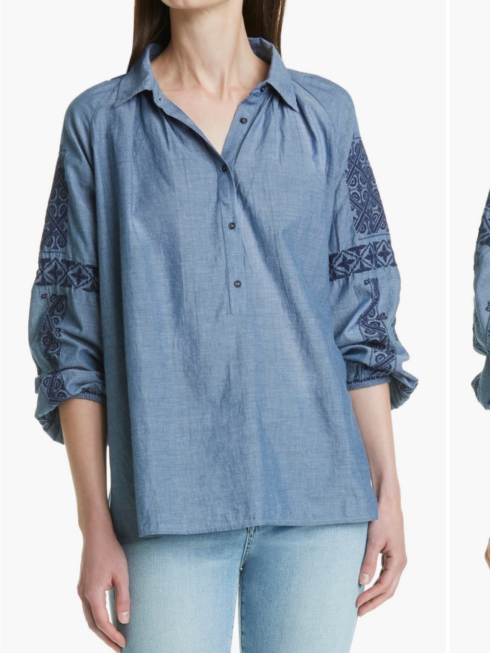Nili Lotan Abby Romanian Embroidered Cotton Shirt